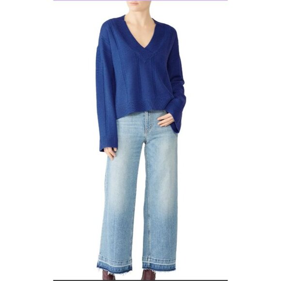 Derek Lam 10 Crosby Military Blue V-Neck Pullover Wool Sweater Size XS Org. $395 - Picture 3 of 7